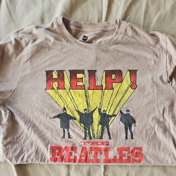 The Beatles Tan and Red Short Sleeve Tee with Graphic Design - Picture 1 of 2